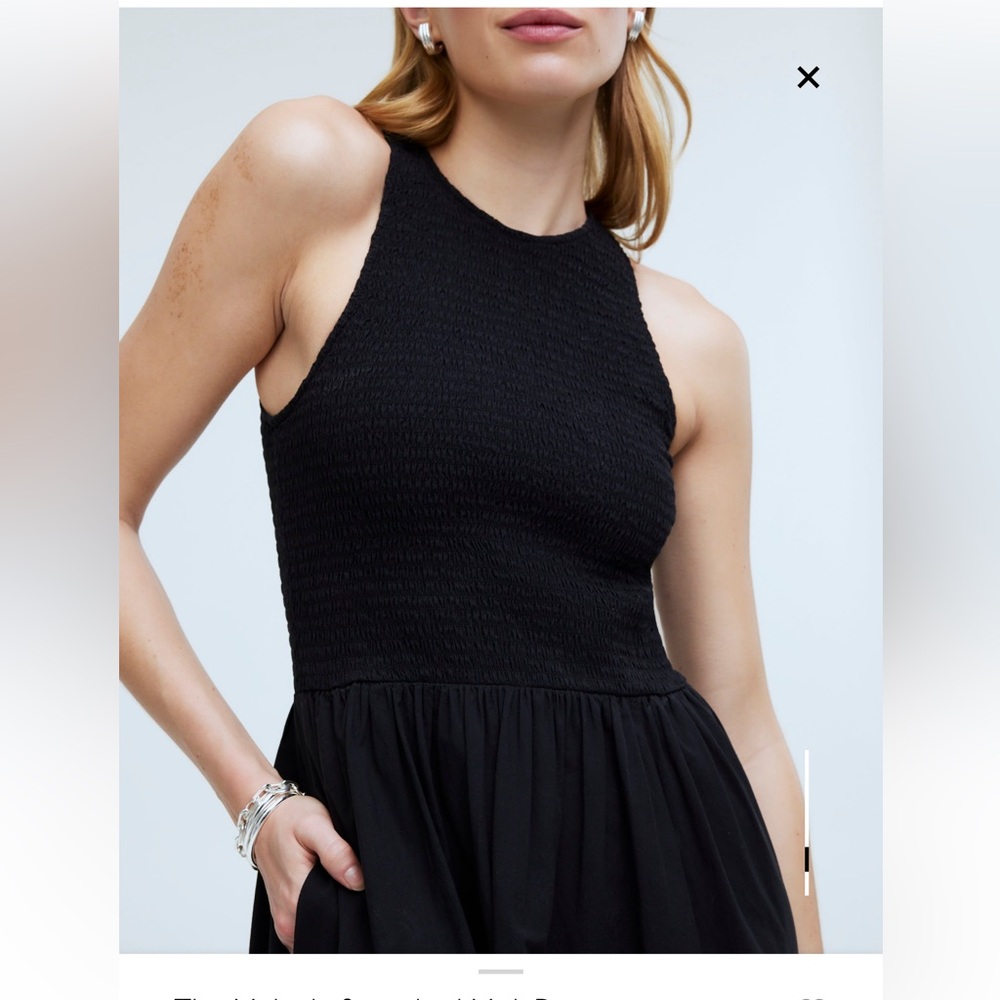 Madewell Black Smocked Midi Dress